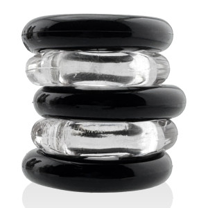 Lot de 5 Cockrings JACKER 5-STACK 22 mm Noir-Transparent