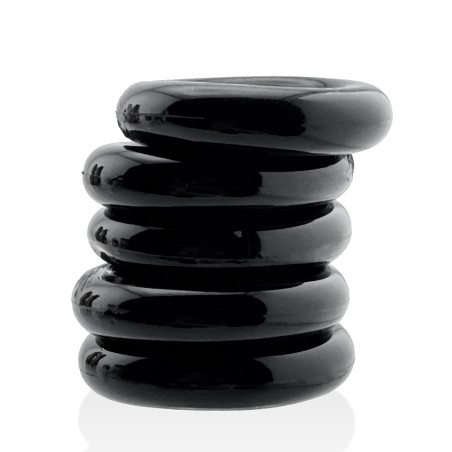 Lot de 5 Cockrings JACKER 5-STACK 22 mm Noirs de Hünkyjunk