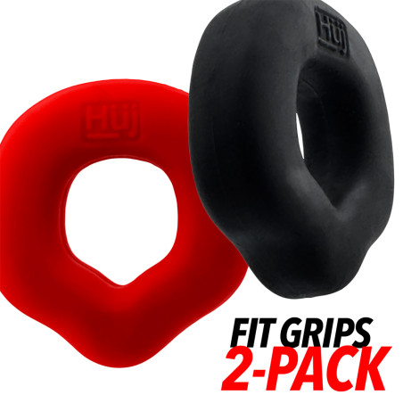 Lot de 2 Cockrings FIT GRIPS Noir-Rouge de 25 mm