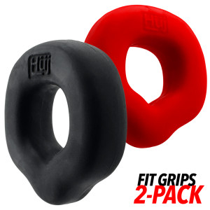 Lot de 2 Cockrings FIT GRIPS Noir-Rouge de 25 mm