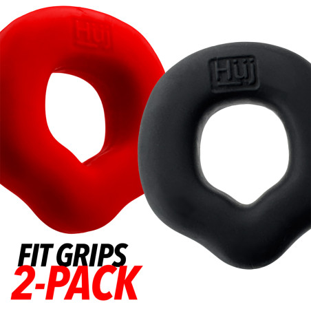 Lot de 2 Cockrings FIT GRIPS Noir-Rouge de 25 mm