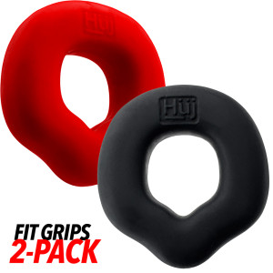 Lot de 2 Cockrings FIT GRIPS Noir-Rouge de 25 mm
