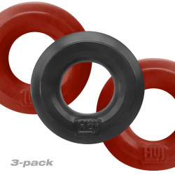 Cockrings Silicone HUJ x3 Rouge-Noir par Hünkyjunk
