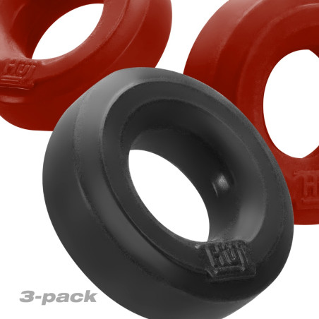 Cockrings Silicone HUJ x3 Rouge-Noir par Hünkyjunk