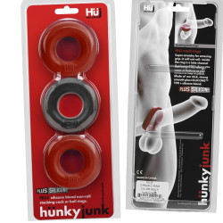 Cockrings Silicone HUJ x3 Rouge-Noir par Hünkyjunk 2