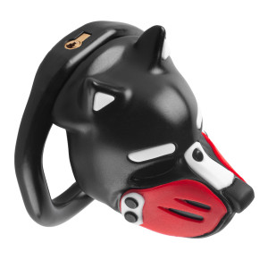 Cage de chasteté PUPPY Noir-Rouge 4.5 x 3.2 cm de CockLock