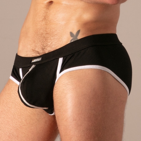 Slip RIB ZIP Noir de Absolu Male