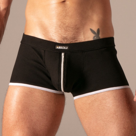 Boxer RIB ZIP Noir de Absolu Male