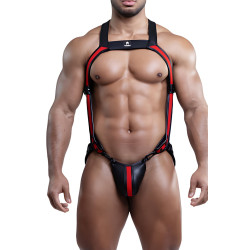 Ensemble Harnais + Jock PLUTONE Noir-Rouge de Sparta's Harness