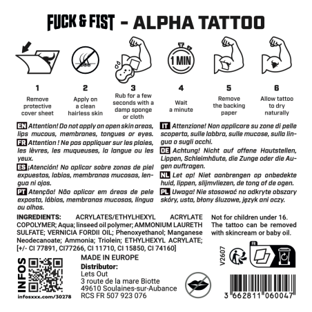 Tatouage temporaire ALPHA de Fuck & Fist