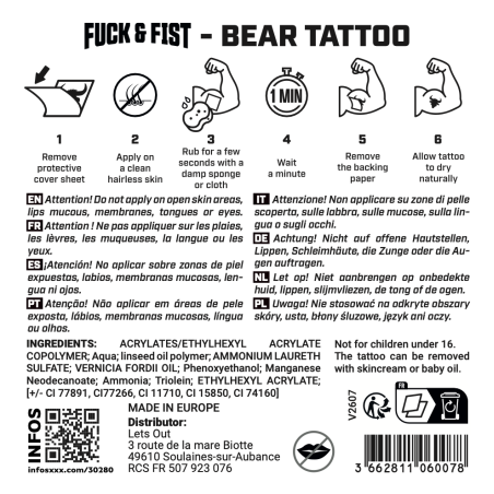 Tatouage temporaire BEAR de Fuck & Fist
