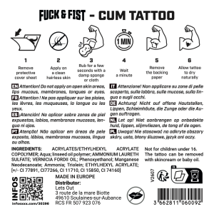 Tatouage temporaire CUM IN ME de Fuck & Fist