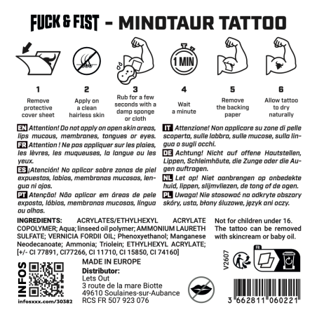 Tatouage temporaire MINOTAURE de Fuck & Fist