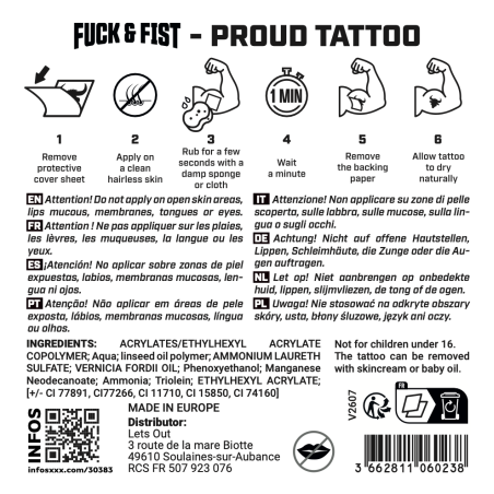 Tatouage temporaire PROUD de Fuck & Fist