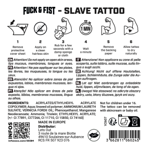 Tatouage temporaire SLAVE de Fuck & Fist