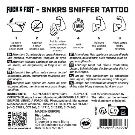 Tatouage temporaire SNKRS SNIFFER de Fuck & Fist