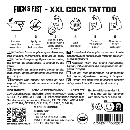 Tatouage temporaire XXL COCK de Fuck & Fist