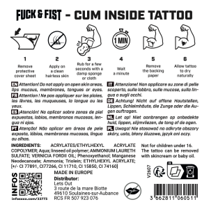 Tatouage temporaire CUM INSIDE de Fuck & Fist