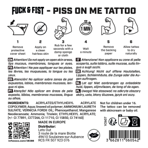 Tatouage temporaire PISS ON ME de Fuck & Fist