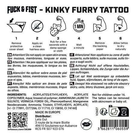 Tatouage temporaire KINKY FURRY de Fuck & Fist
