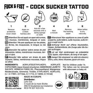 Tatouage temporaire COCK SUCKER de Fuck & Fist