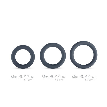 3 cockrings en silicone de Boners 9mm