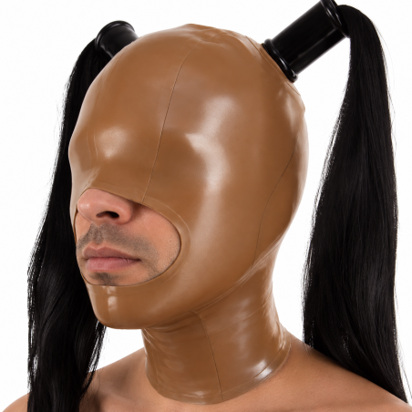 Cagoule en latex avec couettes TWOTAIL Marron