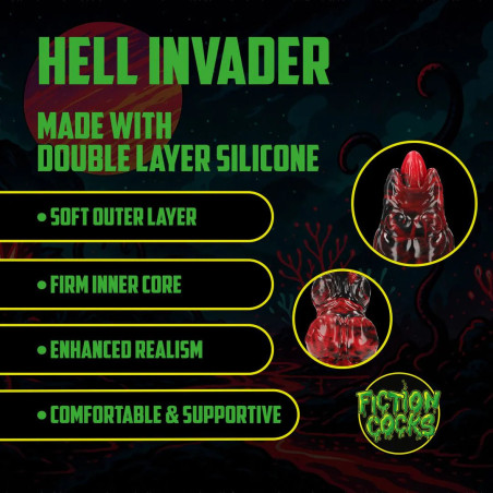 Gode Monster HELL INVADER de Fiction Cocks 17 x 6 cm Rouge