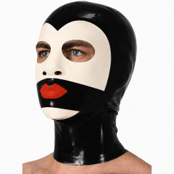 Cagoule en latex VERY LIPS Noir-Blanc de LateXcite