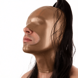 Cagoule en latex avec Queue FACEHORSE Marron