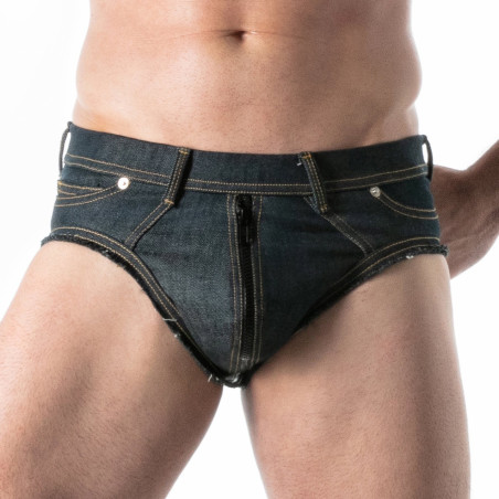 Slip avec Zip intégral DENIM BRUT Bleu de TOF Paris