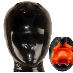 Cagoule en latex avec Bâillon ULTIMA GAG Noire de LateXcite