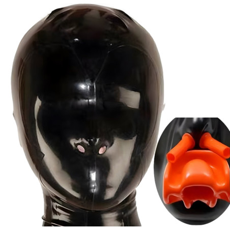 Cagoule en latex avec Bâillon ULTIMA GAG Noire de LateXcite