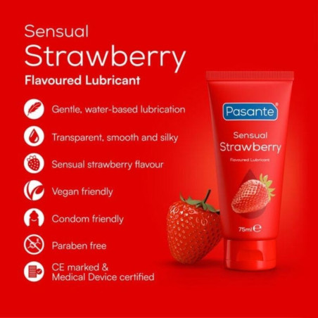 Lubrifiant eau fraise SENSUAL STRAWBERRY par Pasante 75ml
