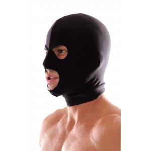 Cagoule BDSM noire 3 trous