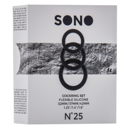 Set de 3 Cockrings silicone SONO n°25 Noirs