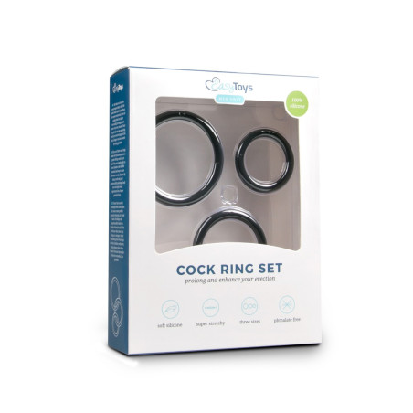 Lot de 3 cockrings EasyToys Noir en silicone