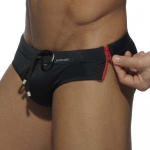 Slip de bain Sides Zipper Noir