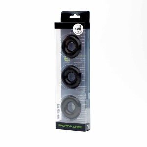 Lot de 3 cockrings CHUBBY Noirs de Sport Fucker