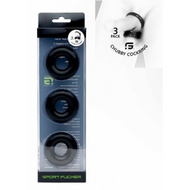 Lot de 3 cockrings CHUBBY Noirs de Sport Fucker 2