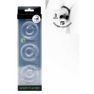 Lot de 3 CHUBBY Cockrings Transparents de Sport Fucker