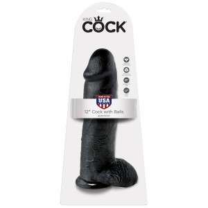Gode XL king Cock 27cm Noir avec largeur 8cm 12 inches