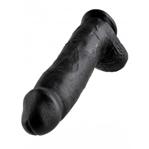 Gode XL king Cock 27cm Noir avec largeur 8cm 12 inches