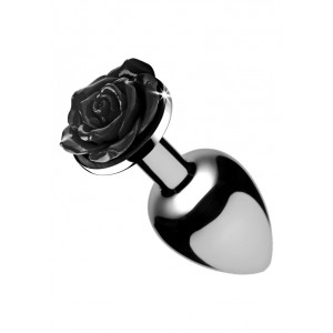 Plug Bijou avec rose noire - 8.5 x 4.1 cm Large