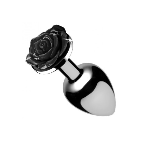 Plug Bijou avec rose noire - 7.5 x 3.4 cm Medium