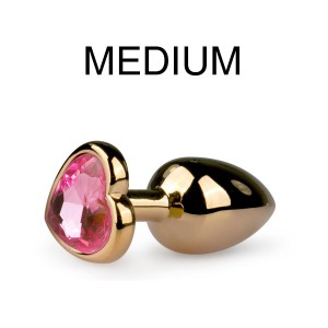 Plug bijou or avec coeur - Medium 7.1 x 3.2cm