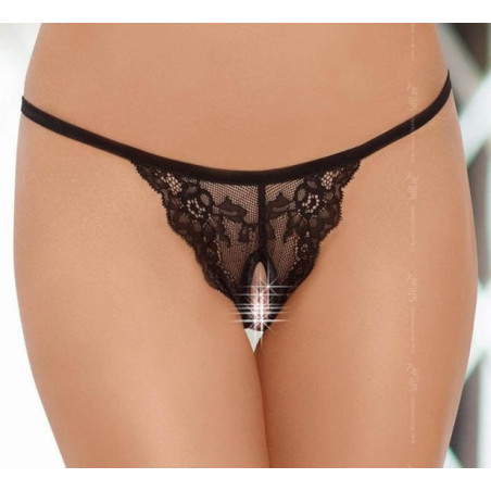 String Ficelle ouvert sur l'entrejambe - Noir