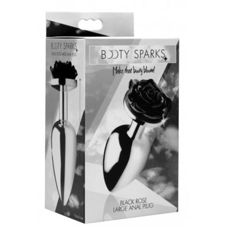 Plug Bijou avec rose noire - 7.5 x 3.4 cm Medium