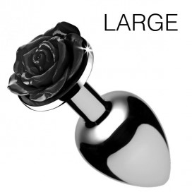 Plug Bijou avec rose noire - 8.5 x 4.1 cm Large