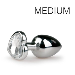 Plug bijou argent avec coeur - Medium 7.1 x 3.2cm